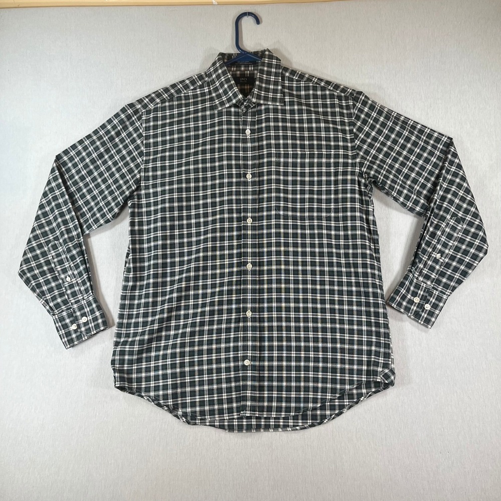 Lincs David Chu Shirt Mens Medium Green Plaid Long Sleeve Button Down Cotton